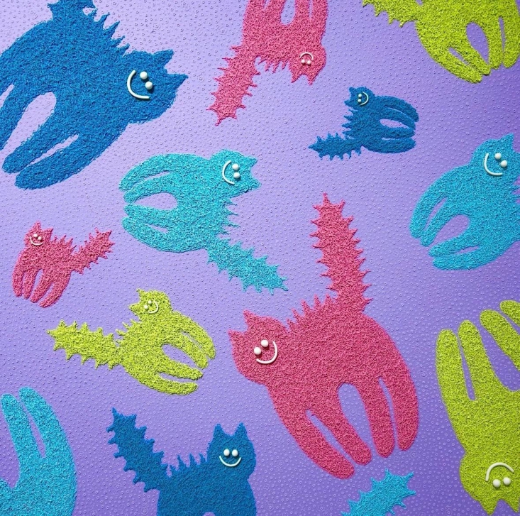 Puzzle Cats Light purple and Rose pink color