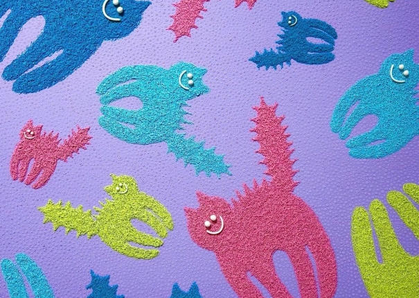 Puzzle / Cats / Light purple and Rose pink color