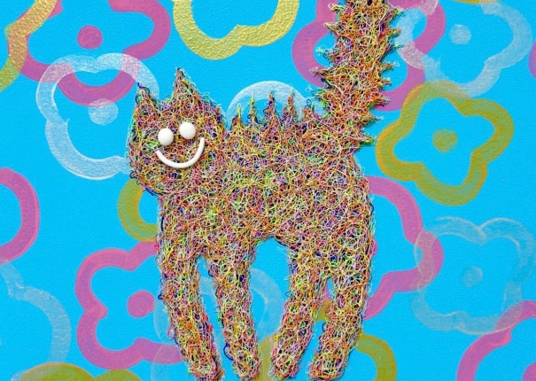 Mixed Emotions / Cats / Skyblue flowers and Pink color